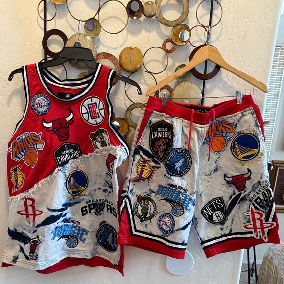 Heritage America Clothing Men NBA Inspired  2 piece Shorts Set  SZ XL - Picture 1 of 14